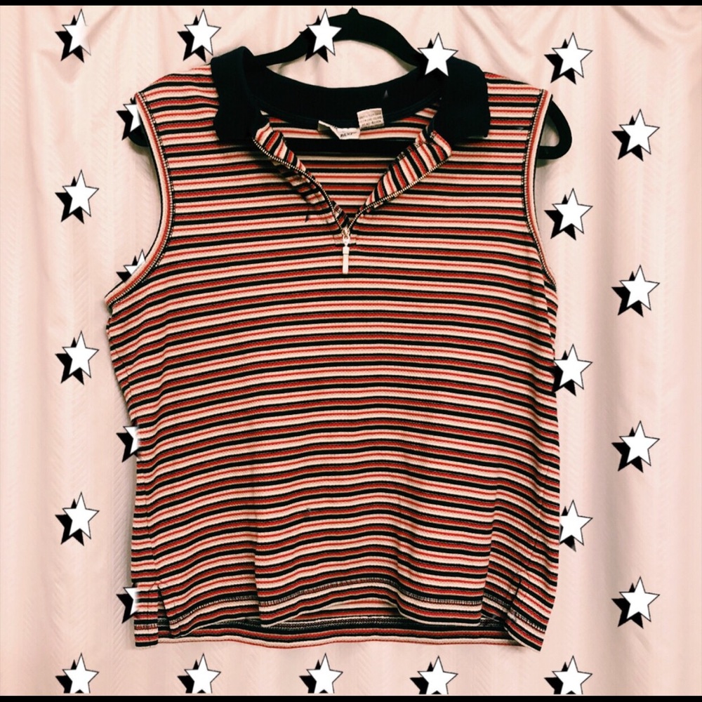 Red, Tan, and Blue Quarter Zip Tank